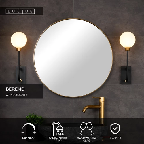 Lucide BEREND - Wandleuchte Badezimmer - 1xG9 - IP44 - Schwarz - USP